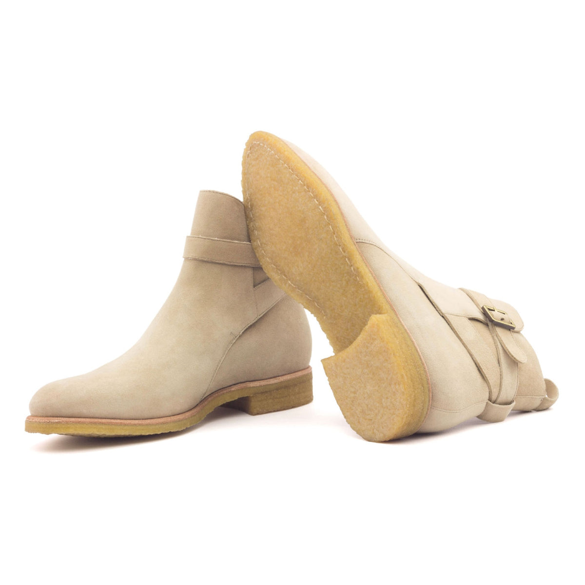Bottines Jodhpur en daim beige - Semelles Crêpe – vue 2