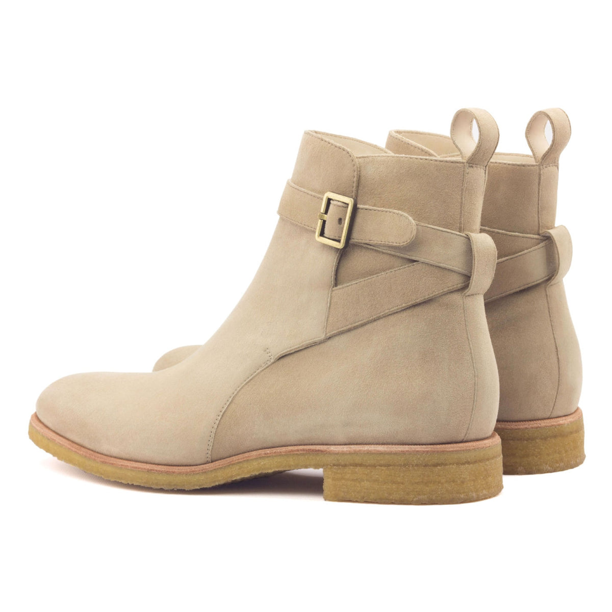Bottines Jodhpur en daim beige - Semelles Crêpe – vue 3