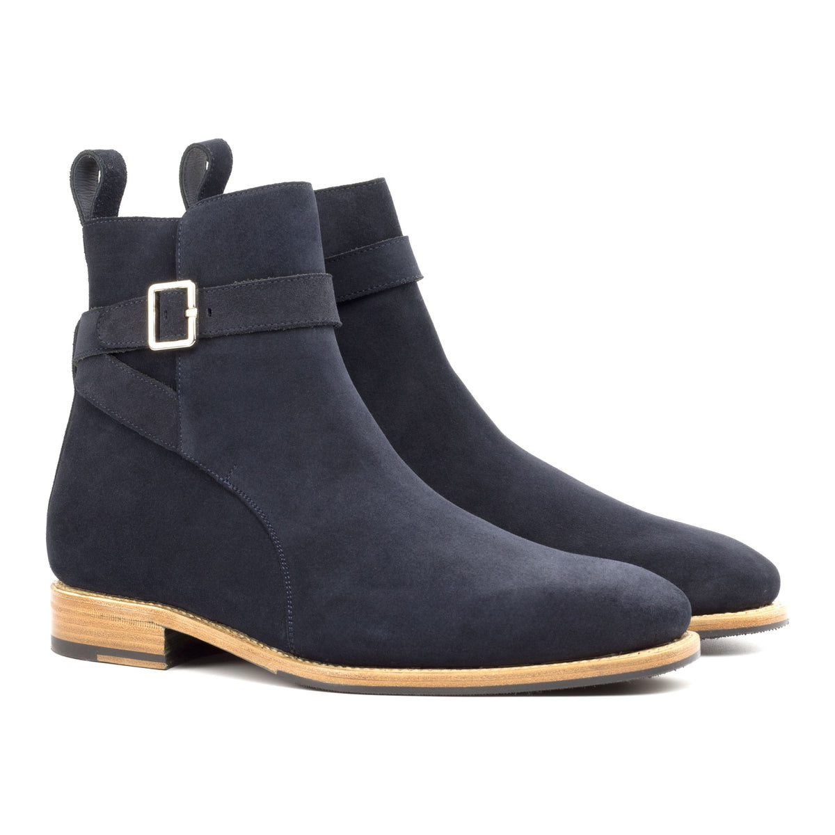 Bottines Jodhpur en daim bleu marine – vue 1