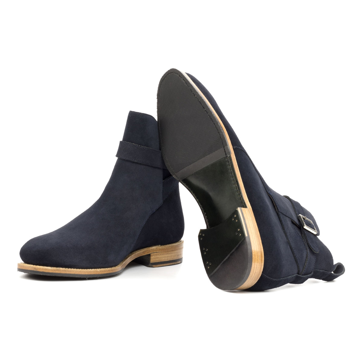 Bottines Jodhpur en daim bleu marine – vue 2