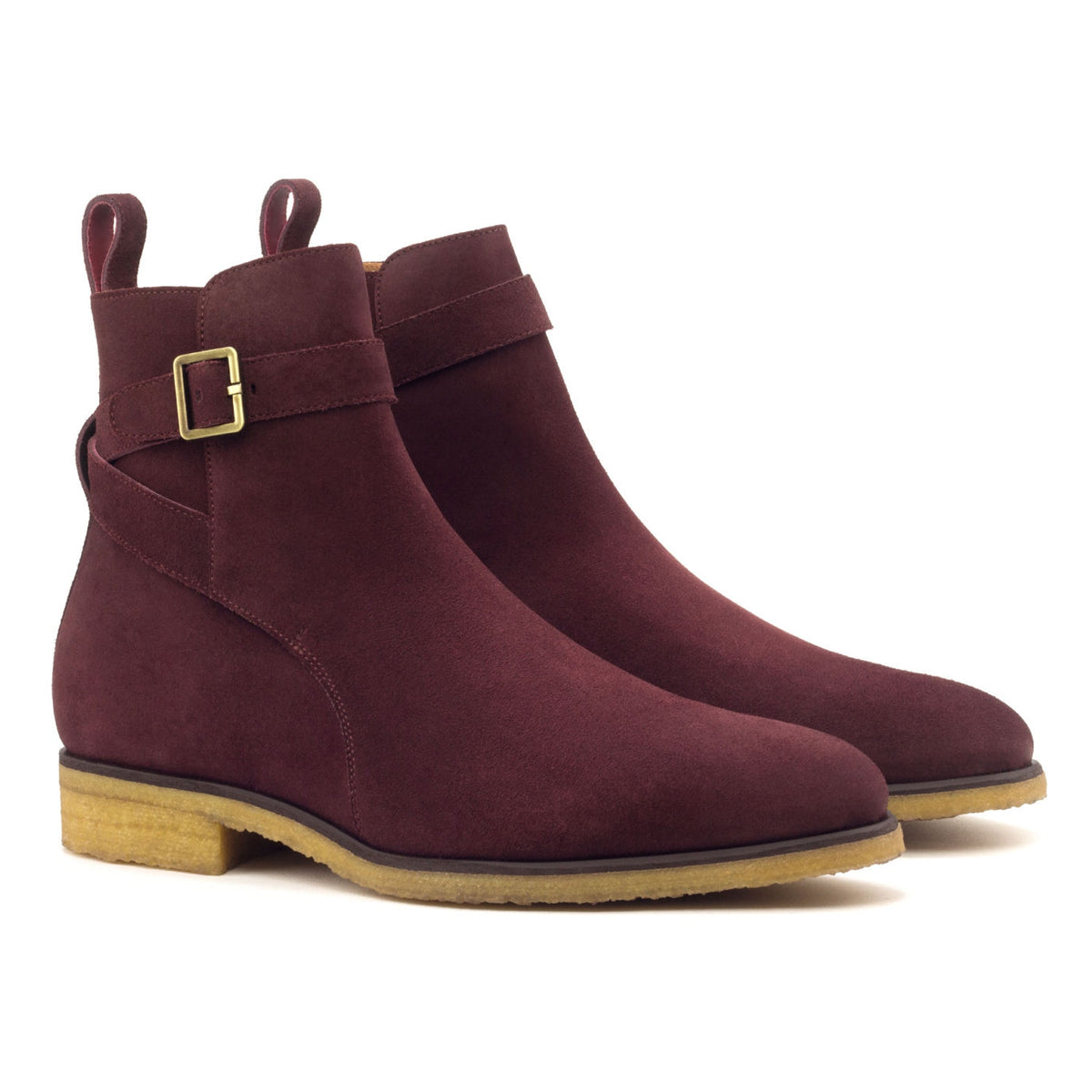 Bottines Jodhpur en daim bordeaux - Semelles Crêpe – vue 1