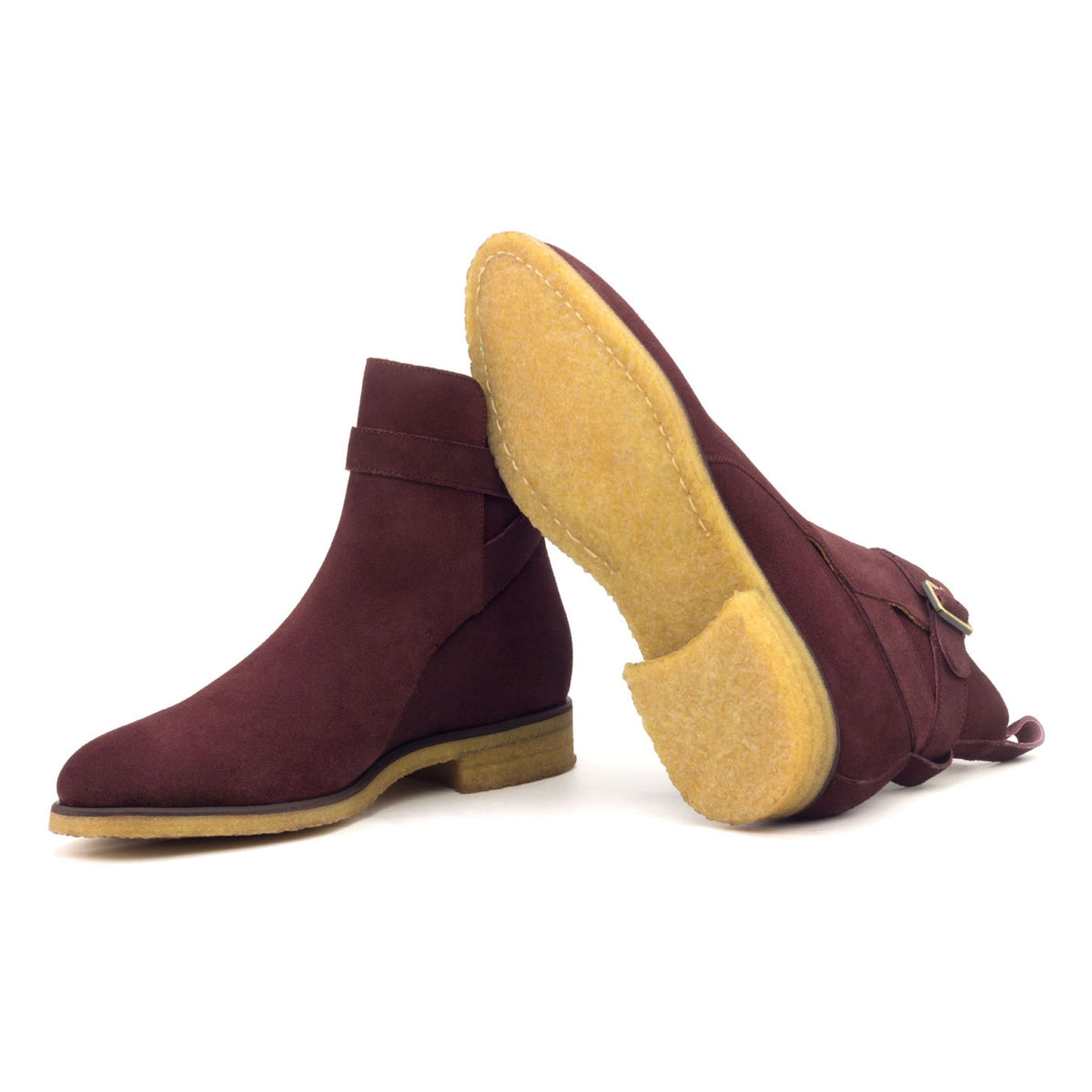 Bottines Jodhpur en daim bordeaux - Semelles Crêpe – vue 2