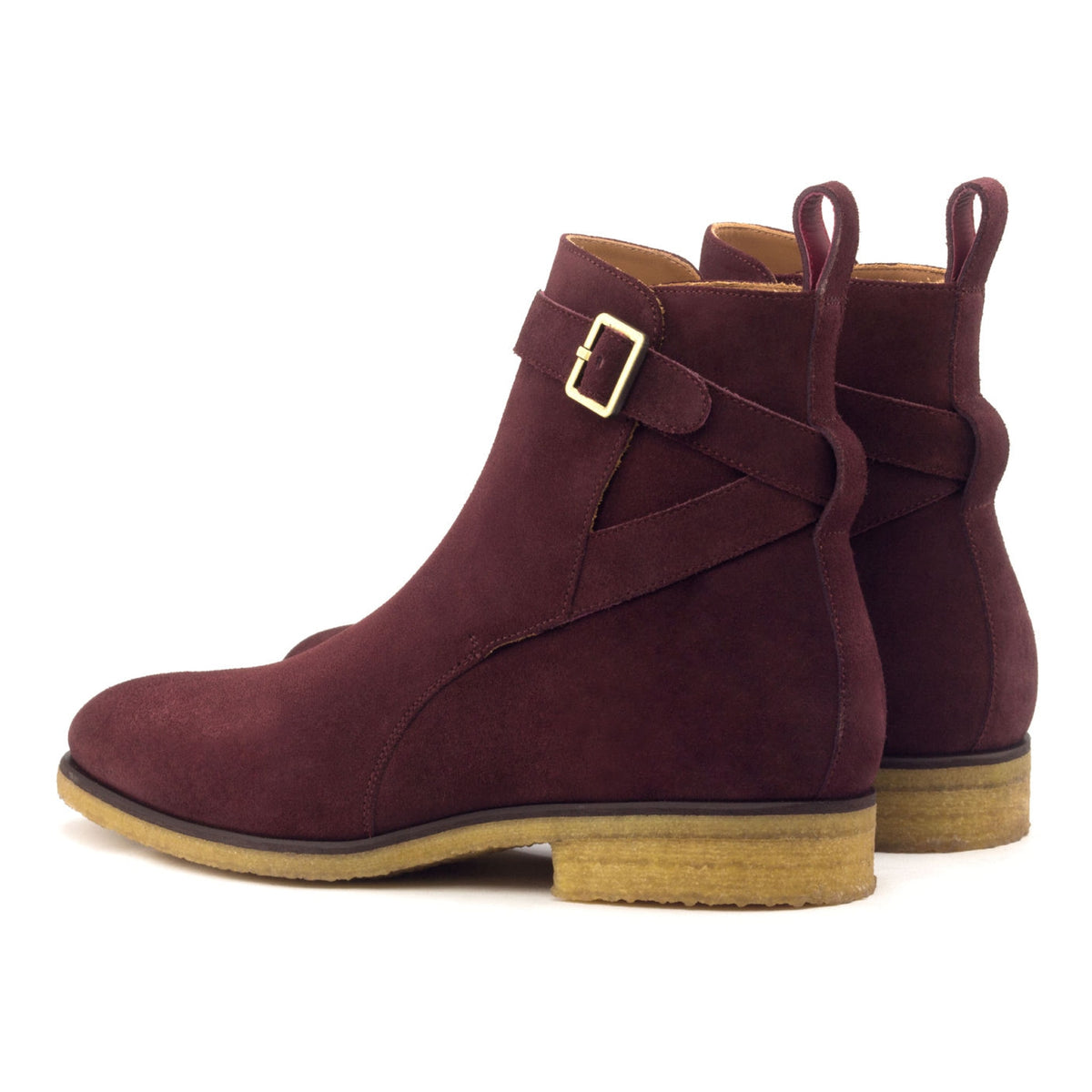 Bottines Jodhpur en daim bordeaux - Semelles Crêpe – vue 3