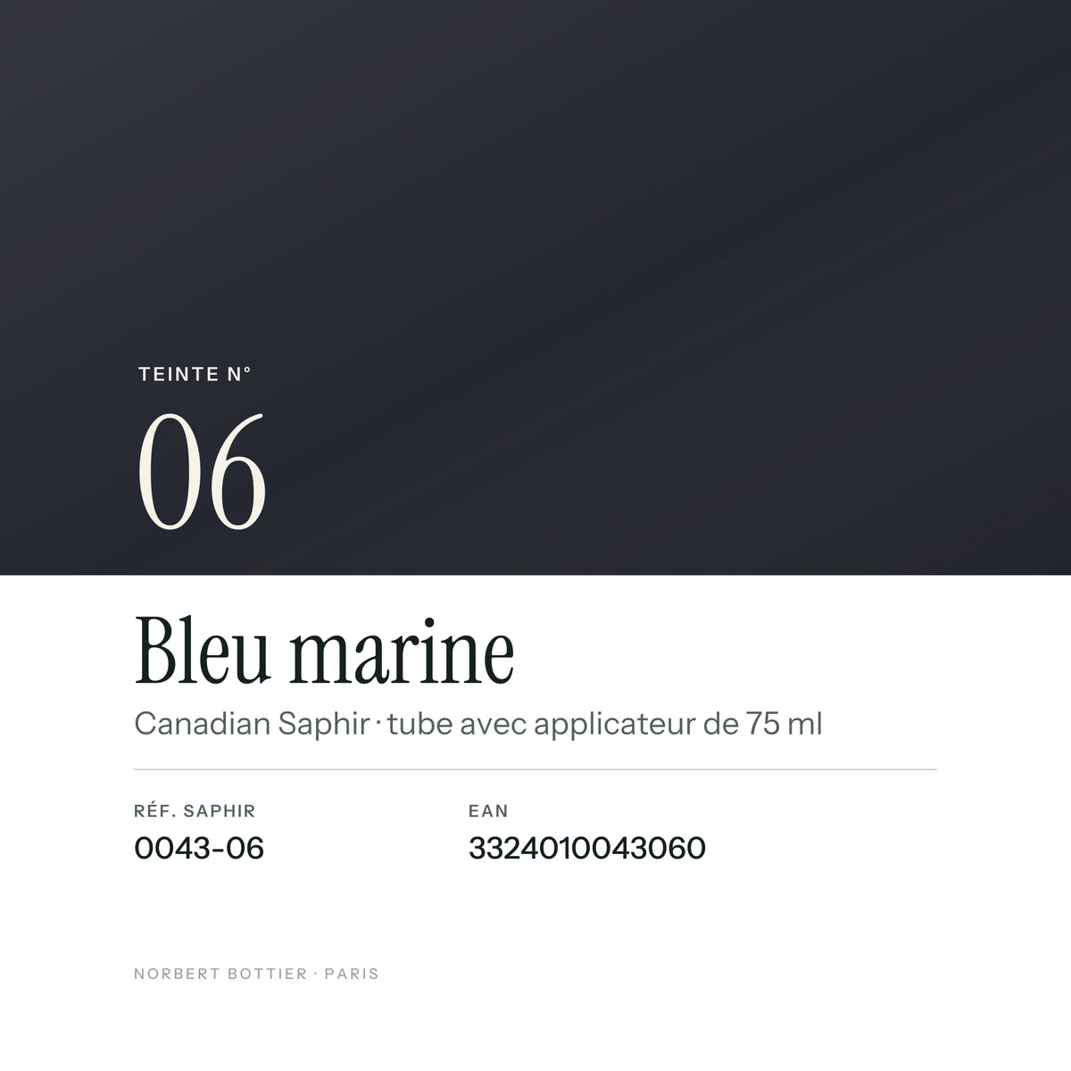 Teinte Bleu marine n° 06 de la Canadian Saphir, réf. 0043-06, EAN 3324010043060
