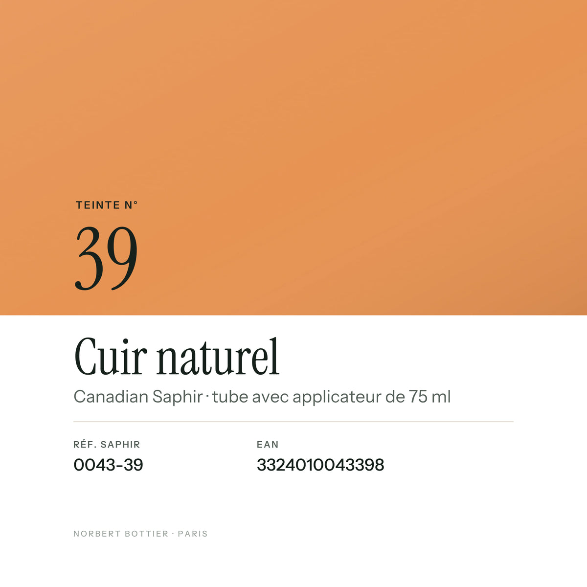 Teinte Cuir naturel n° 39 de la Canadian Saphir, réf. 0043-39, EAN 3324010043398
