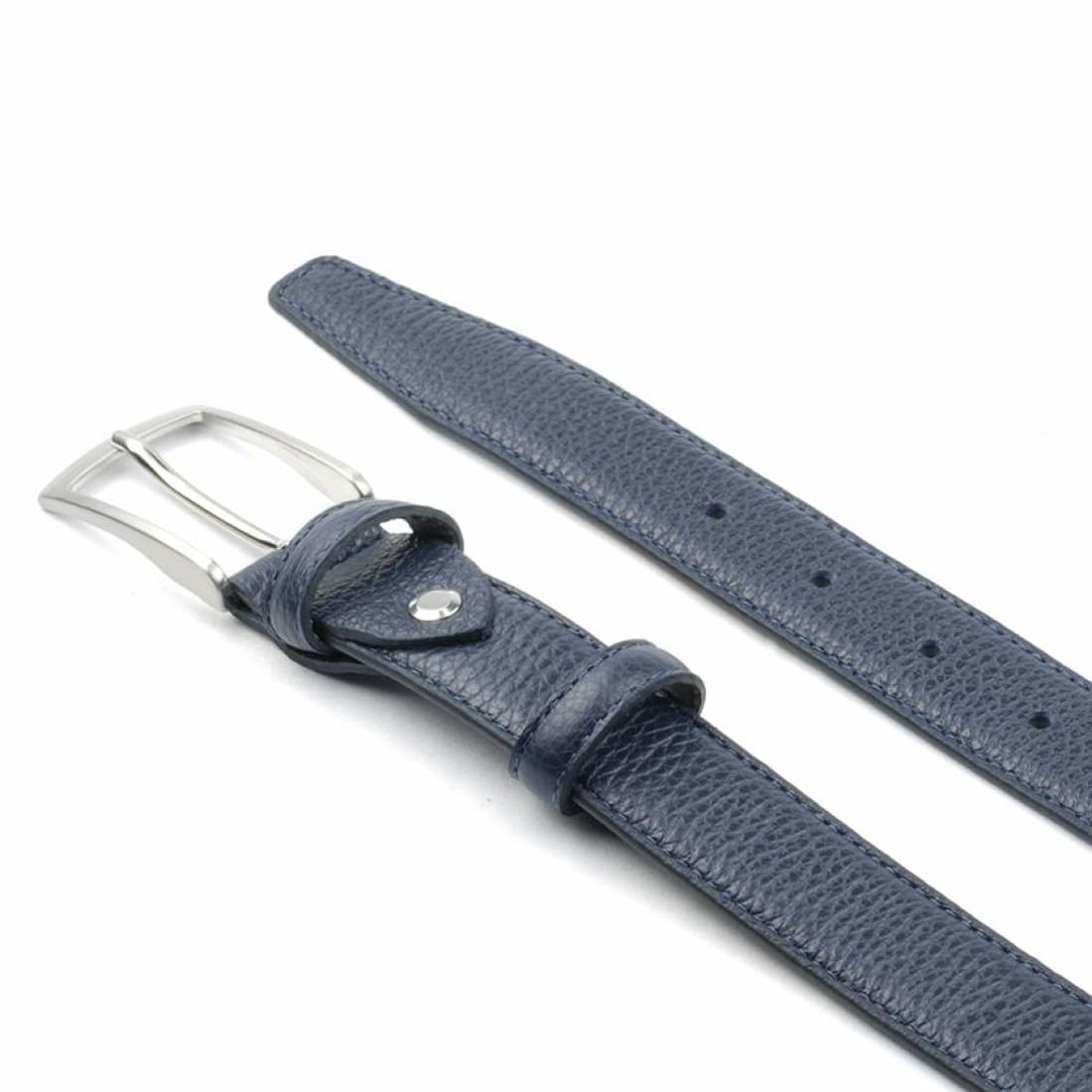 Ceinture Bleu Cuir Grainé 30 mm-Ceintures-Norbert Bottier