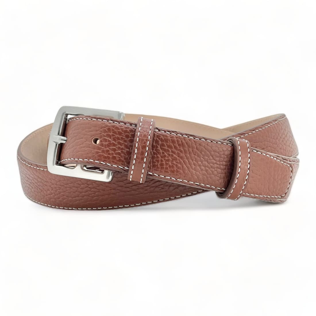 Ceinture cuir à boucle étrivière - Marron - 30 mm -