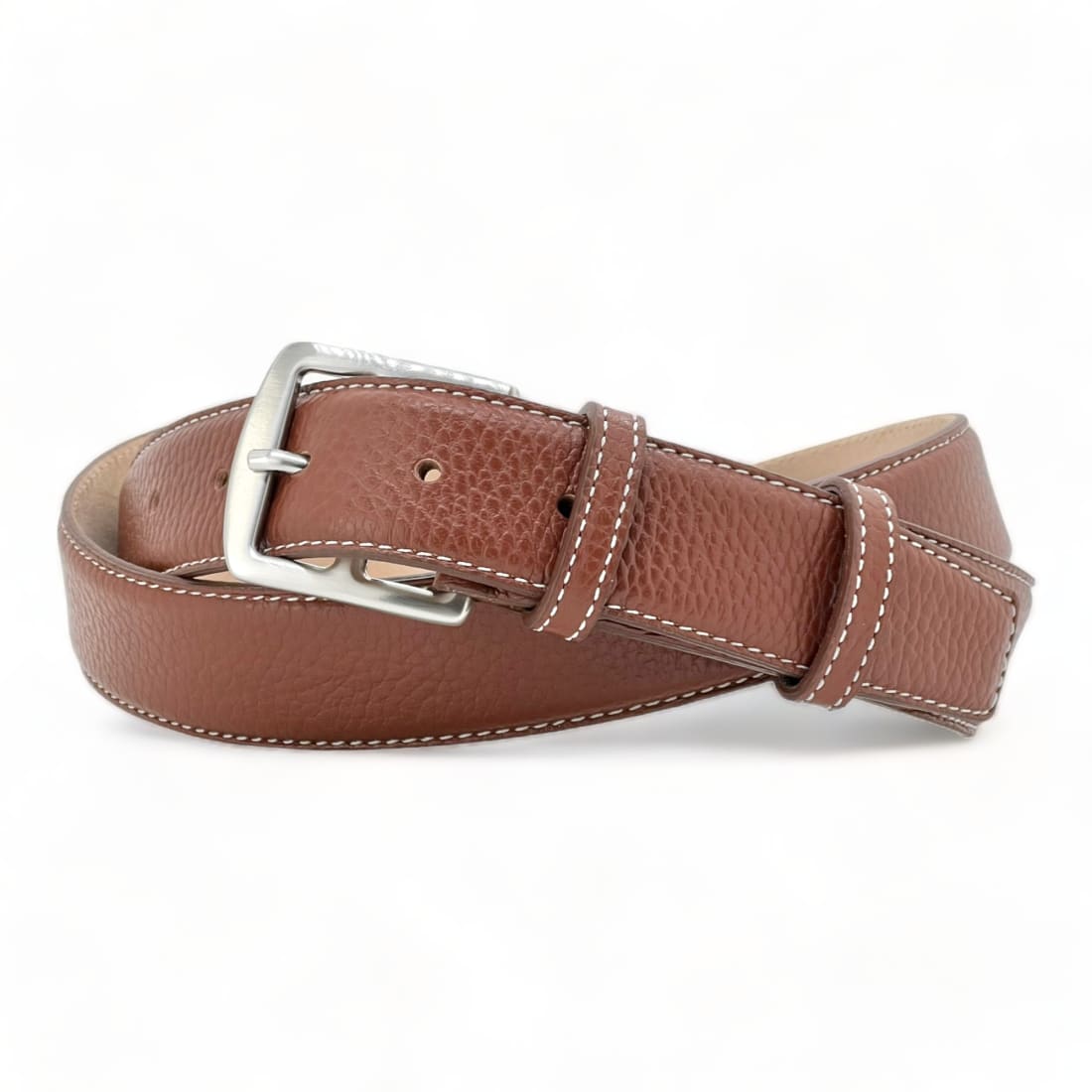 Ceinture cuir à boucle étrivière - Marron - 35 mm -