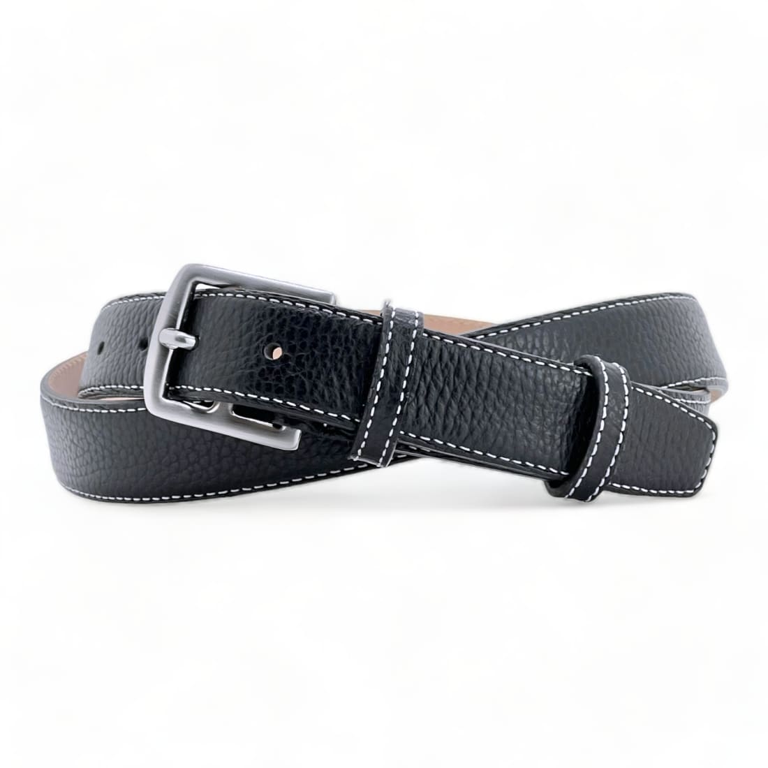 Ceinture cuir à boucle étrivière - Noir - 30 mm -