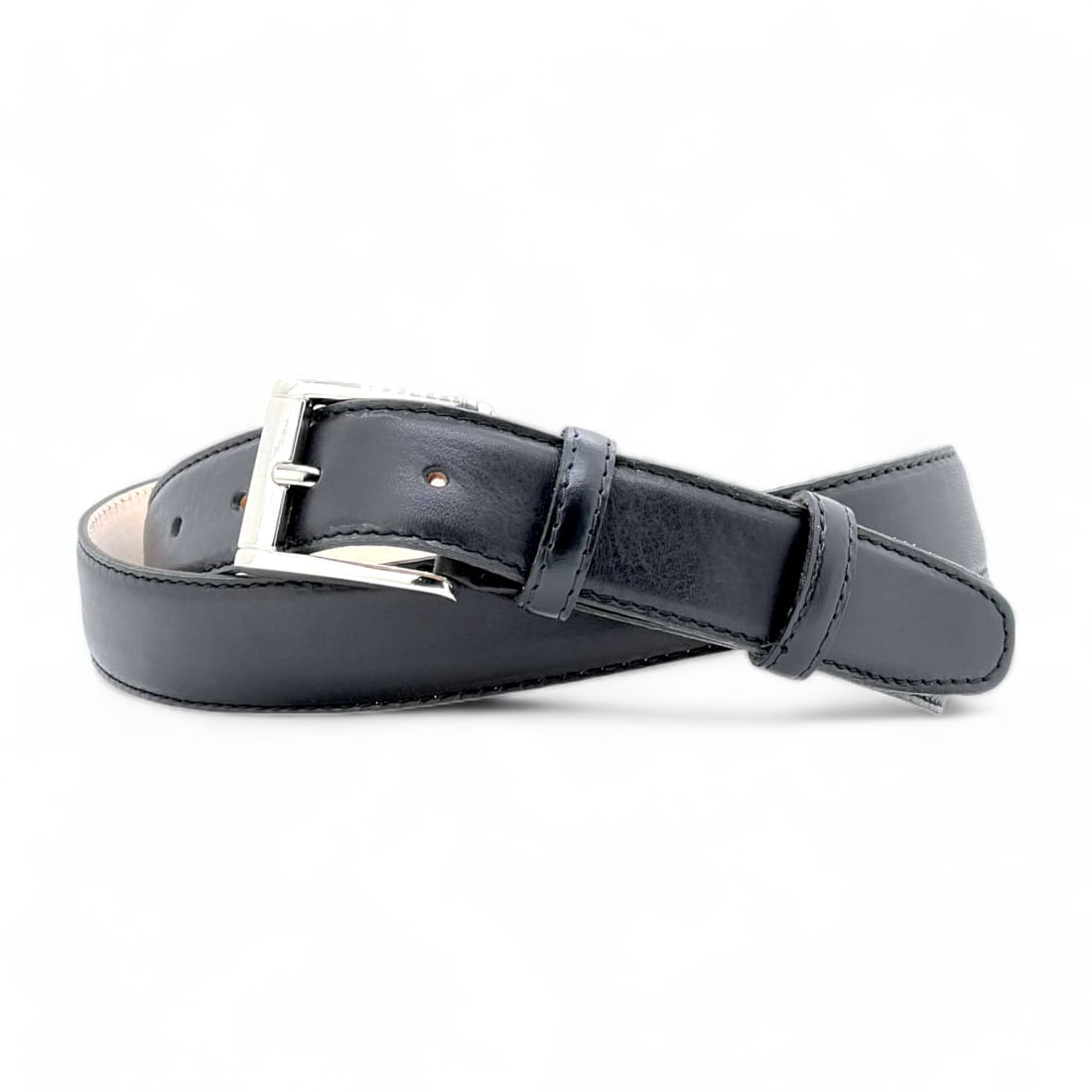 Ceinture en cuir à boucle classique - Noir - 30 mm -