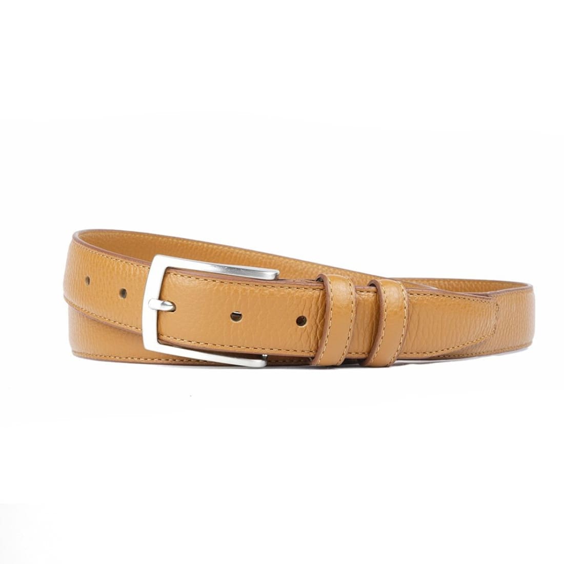 Ceinture en cuir grainé - Marron Clair