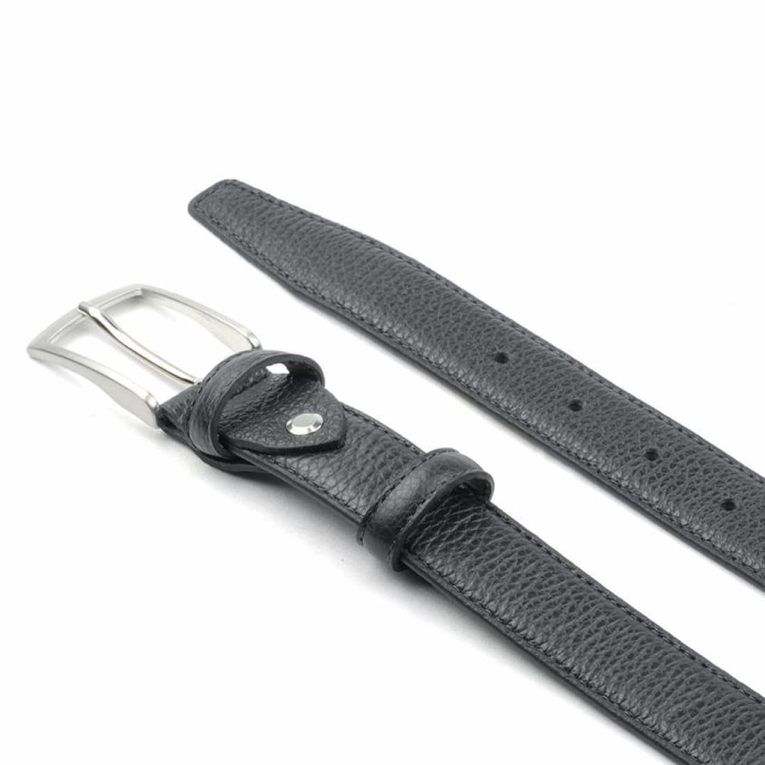 Ceinture Noir Cuir Grainé 30 mm-Ceintures-Norbert Bottier
