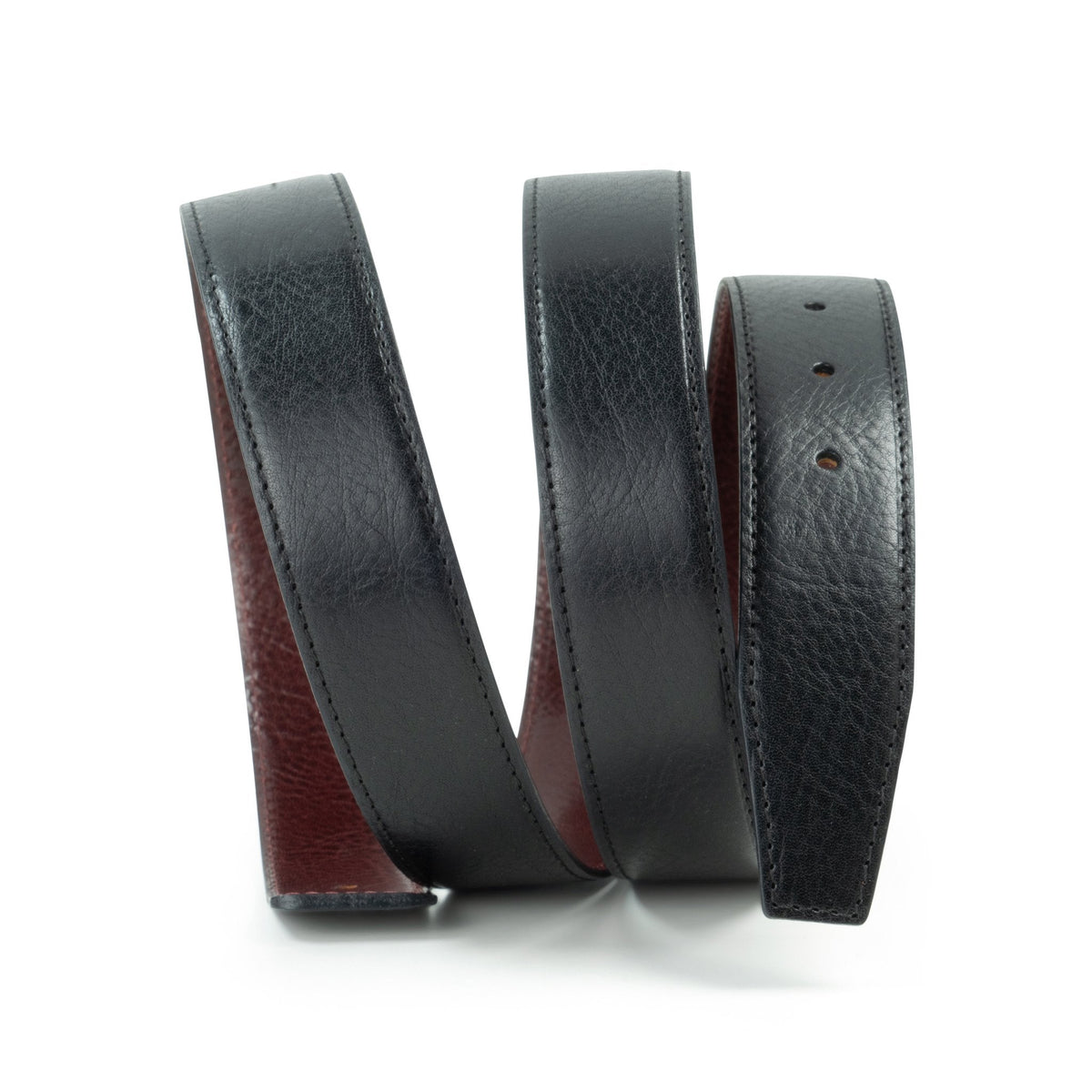 Ceinture réversible pour boucle H 32 mm – Cuir Noir / Bordeaux
