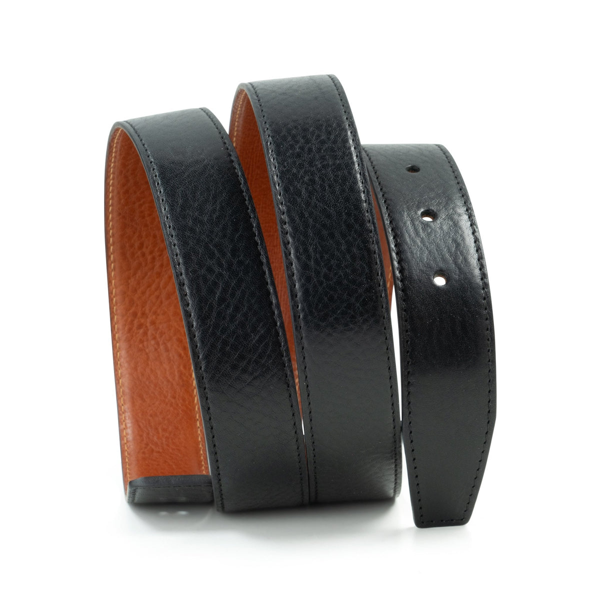 Ceinture réversible pour boucle H 32 mm – Cuir Noir / Cognac