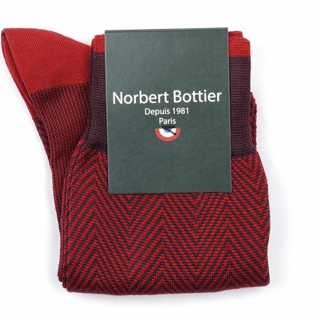 Chaussettes Chevron en fil d'Écosse Rouge/Bordeaux- Norbert Bottier
