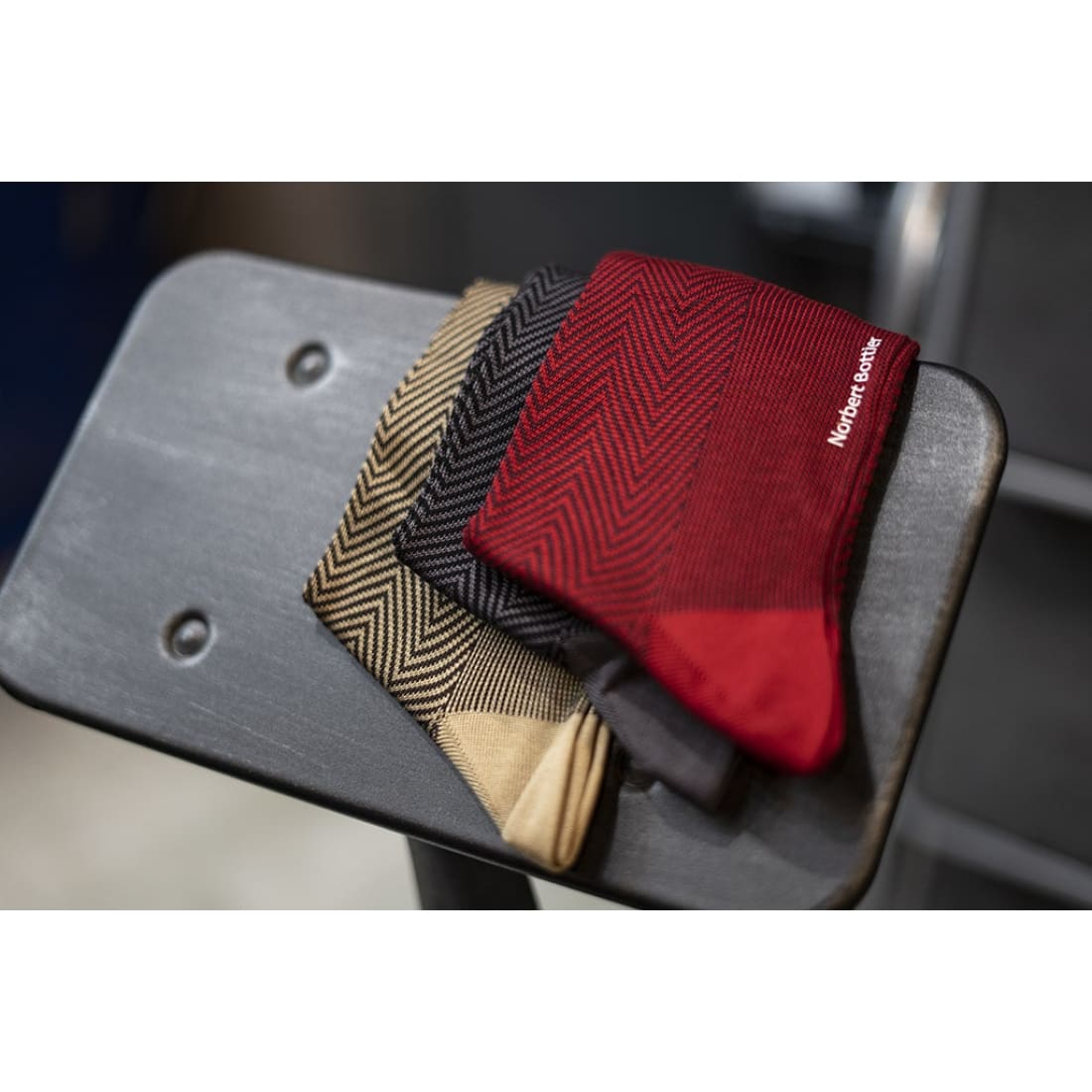 Chaussettes Chevron en fil d'Écosse Rouge/Bordeaux- Norbert Bottier