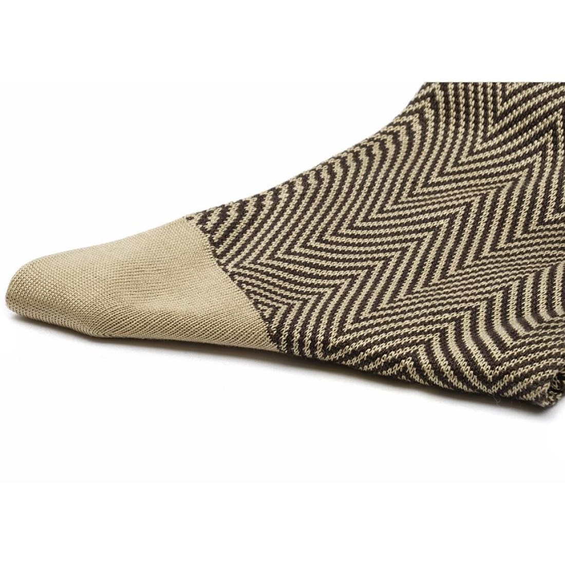 Chaussettes Chevron fil d'Écosse Marron/Beige – vue 2