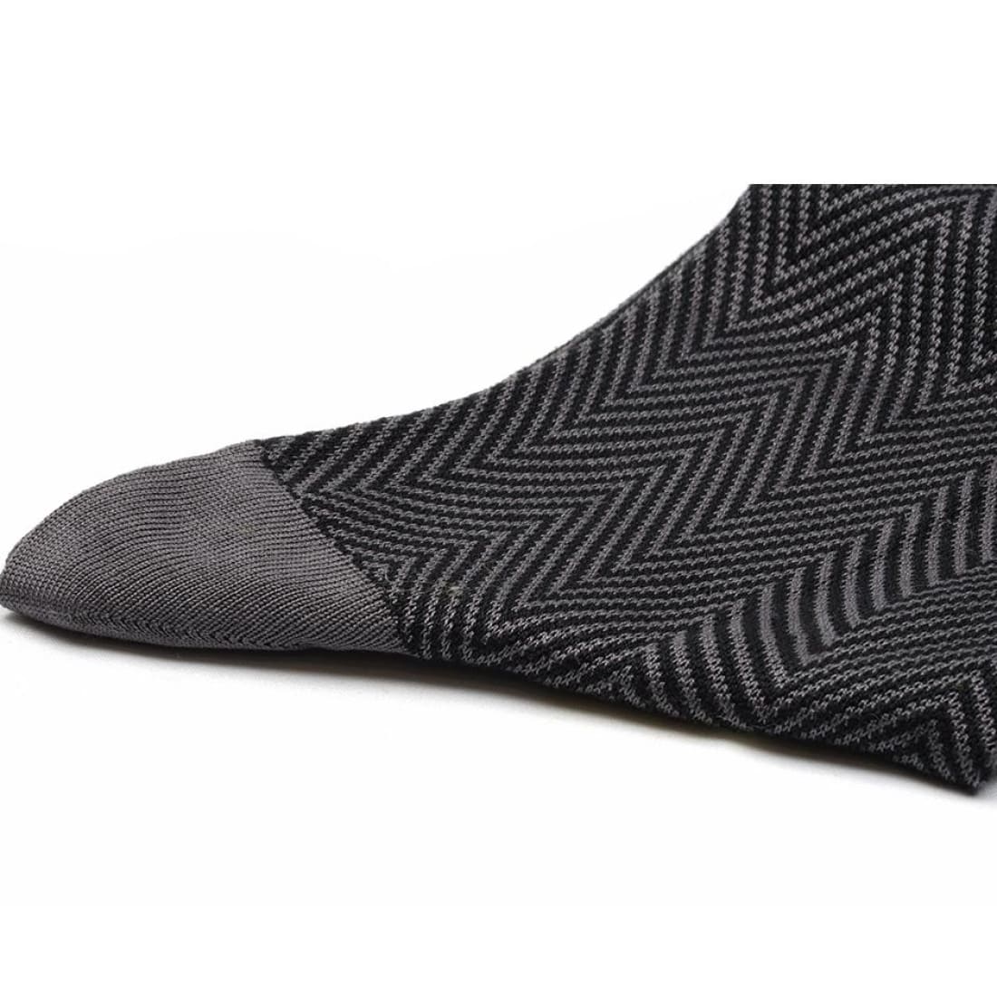 Chaussettes Chevron fil d'Écosse Noir/Gris – vue 2