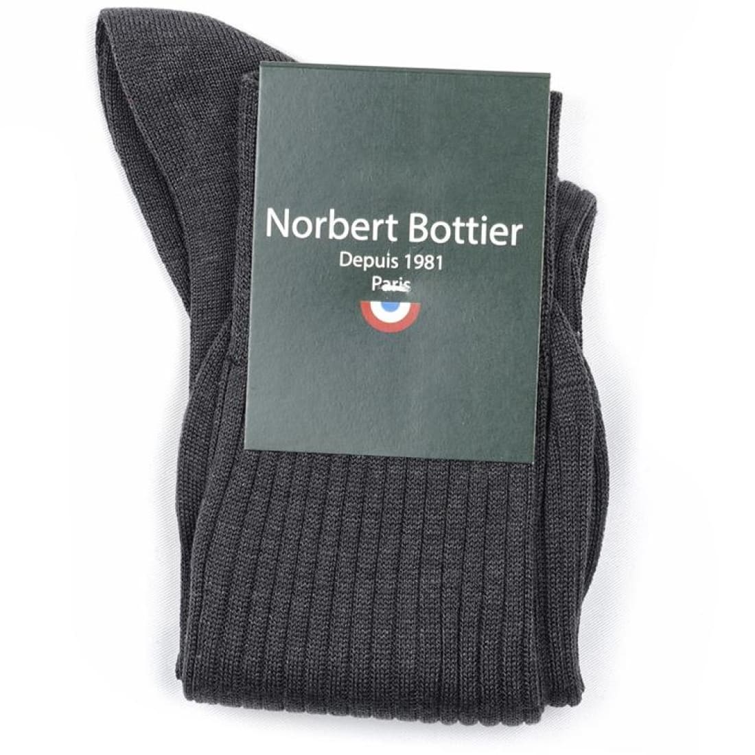 Chaussettes en fil d'Écosse Gris Anthracite Chiné - Norbert Bottier