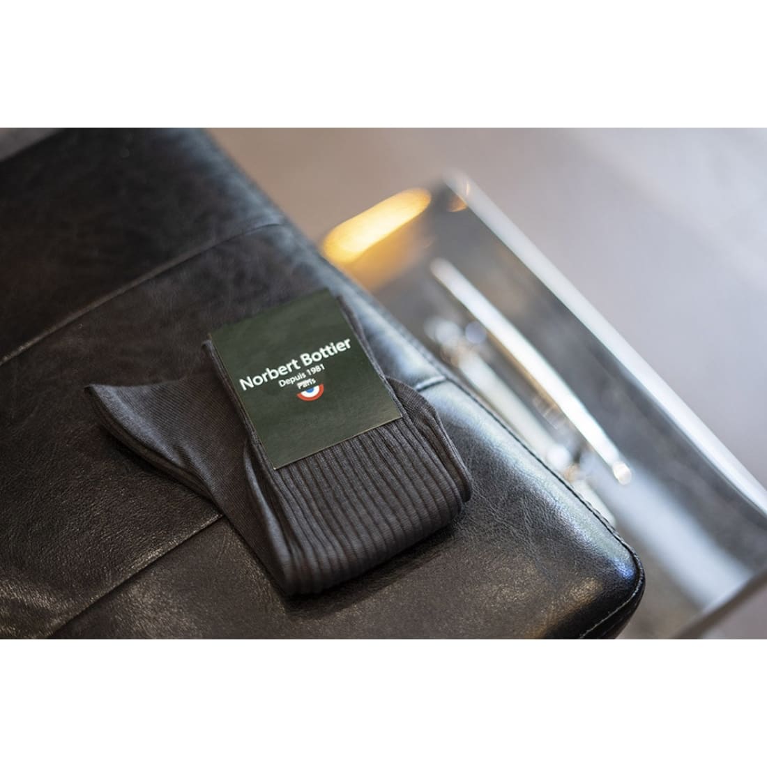 Chaussettes en fil d'Écosse Gris Anthracite Chiné - Norbert Bottier