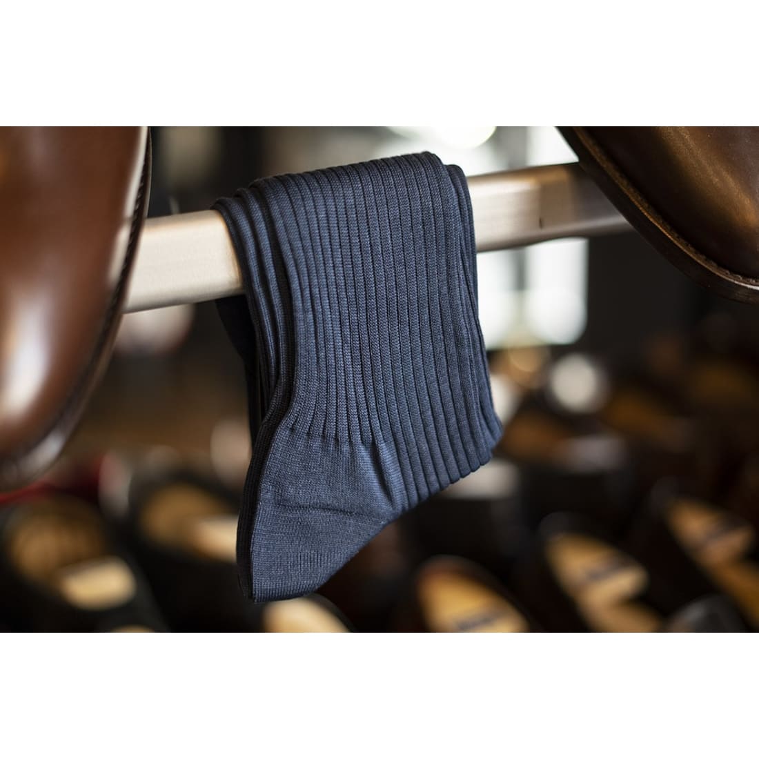 Chaussettes en fil d'Écosse Bleu Jean - Norbert Bottier