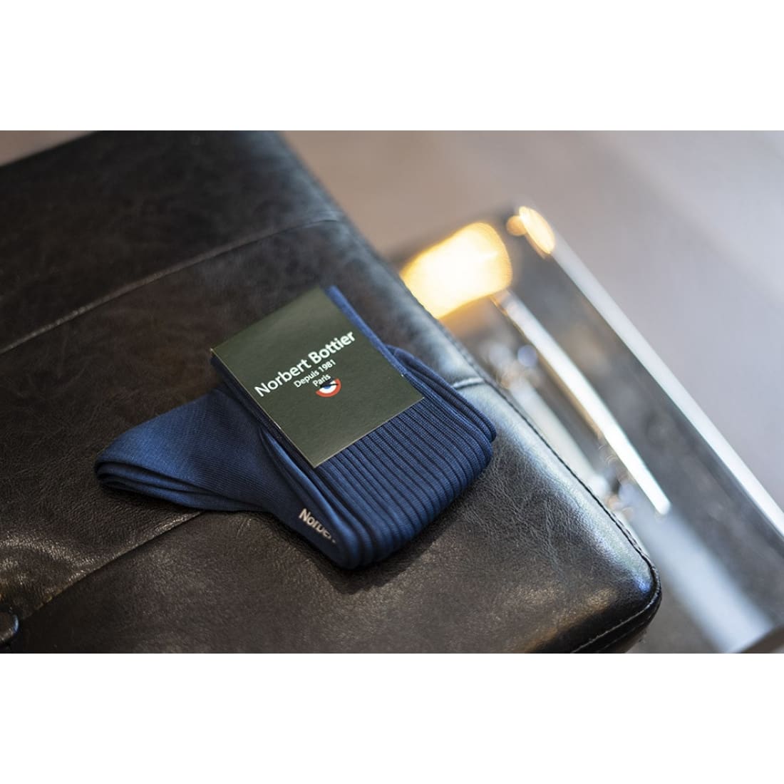 Chaussettes en fil d'Écosse Bleu Jean - Norbert Bottier