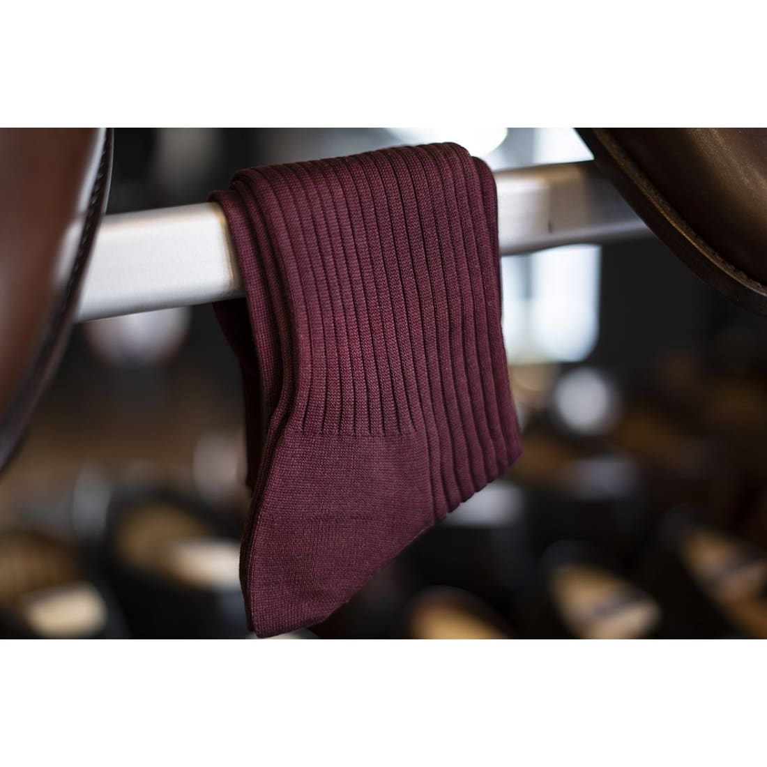 Chaussettes en fil d'Écosse Bordeaux - Norbert Bottier