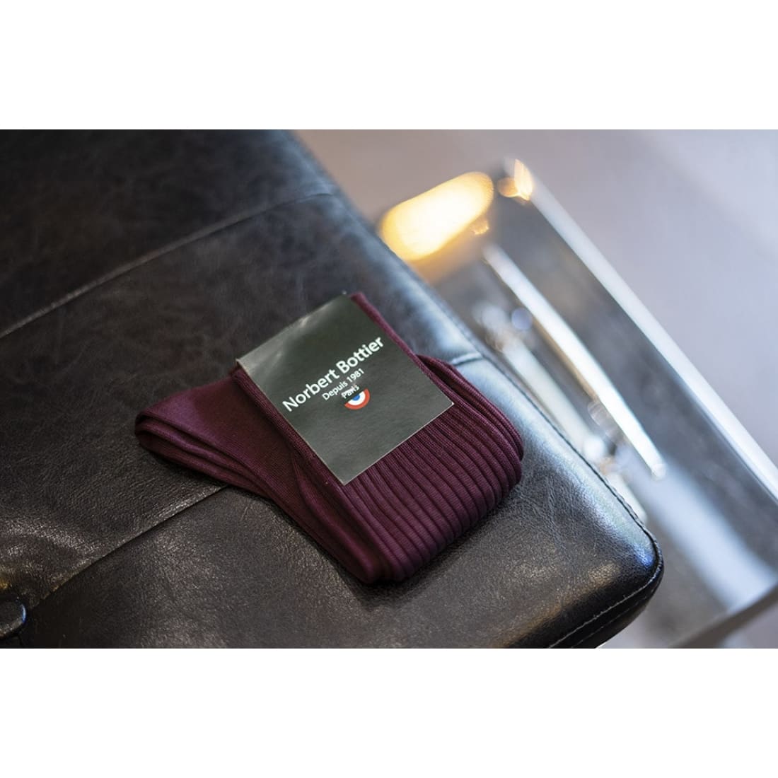 Chaussettes en fil d'Écosse Bordeaux - Norbert Bottier