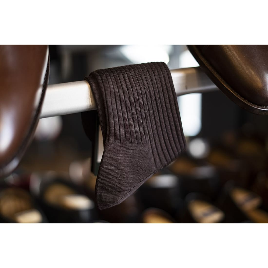 Chaussettes en fil d'Écosse Gris Marron - Norbert Bottier