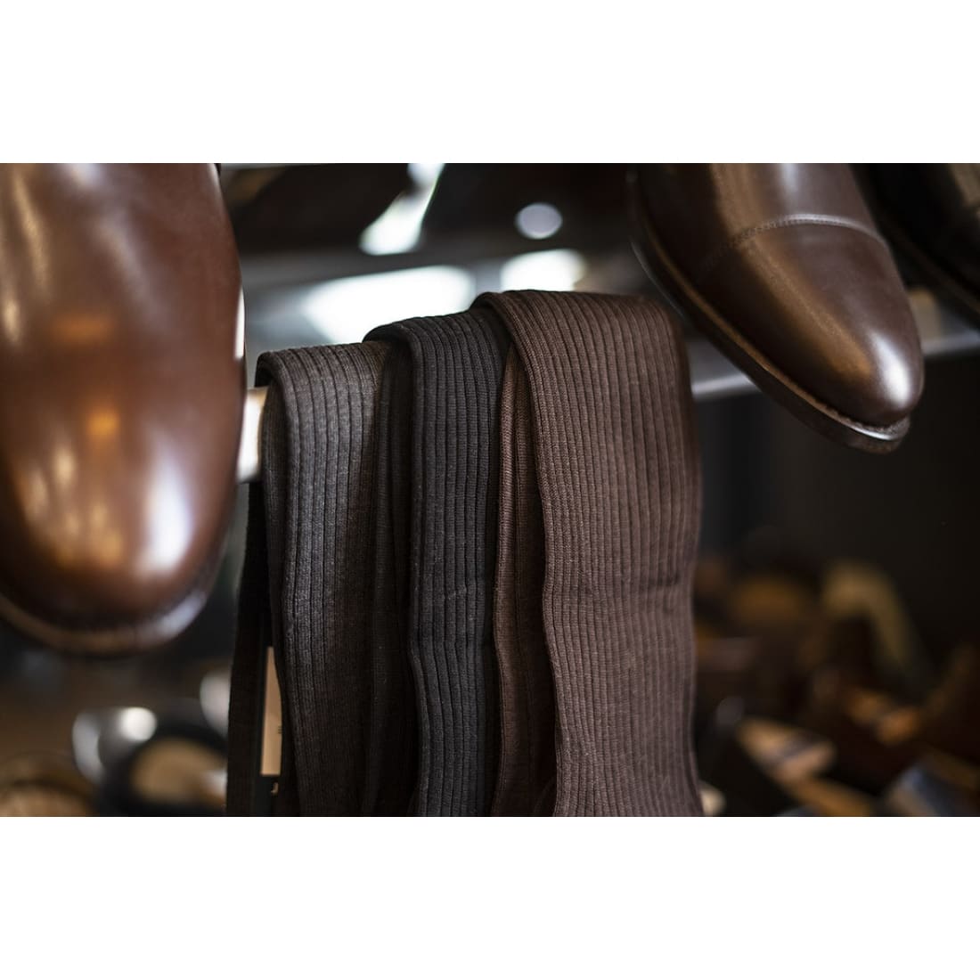 Chaussettes en fil d'Écosse hautes Anthracite Chiné Gris - Norbert Bottier