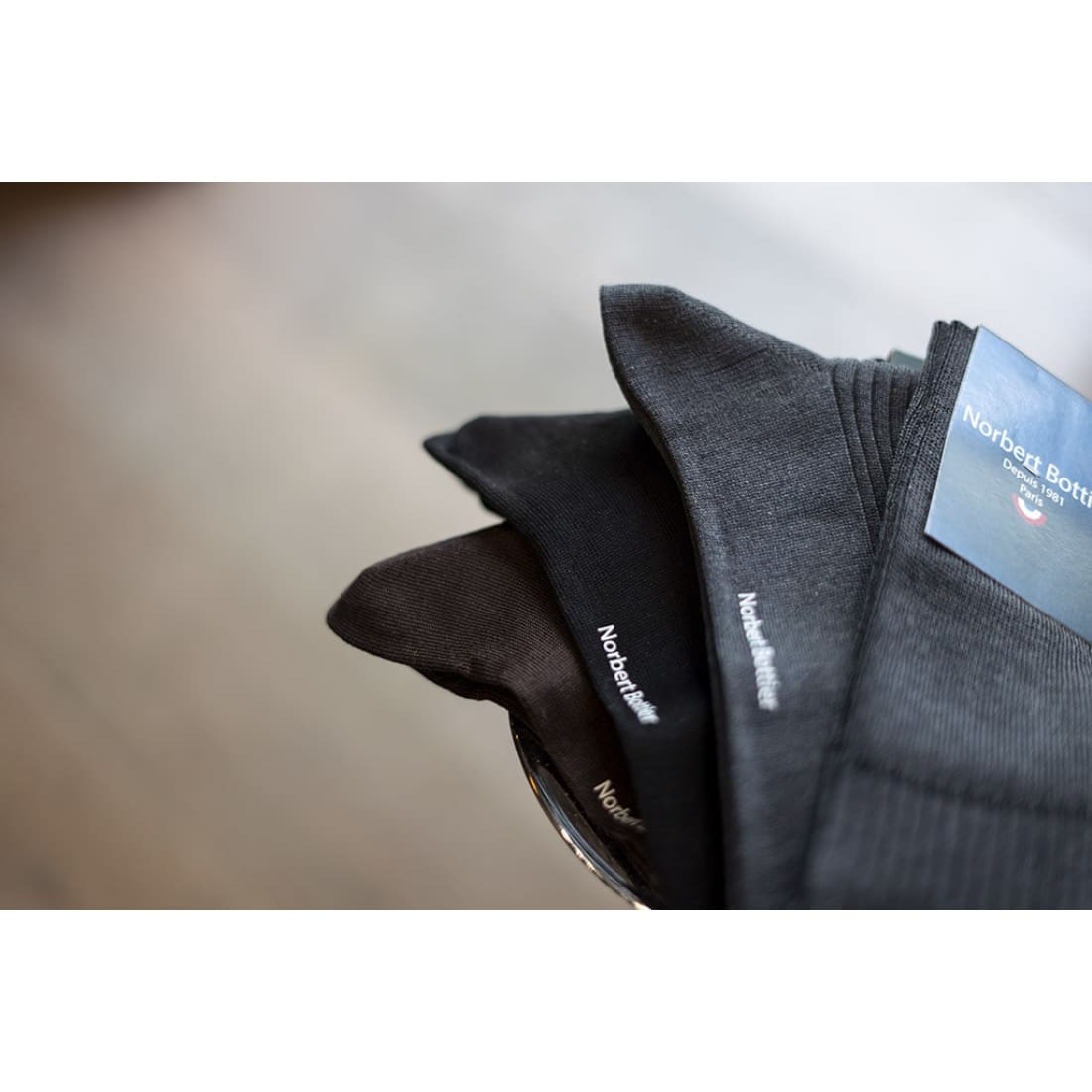 Chaussettes Hautes en fil d'Écosse Anthracite Chiné – vue 4
