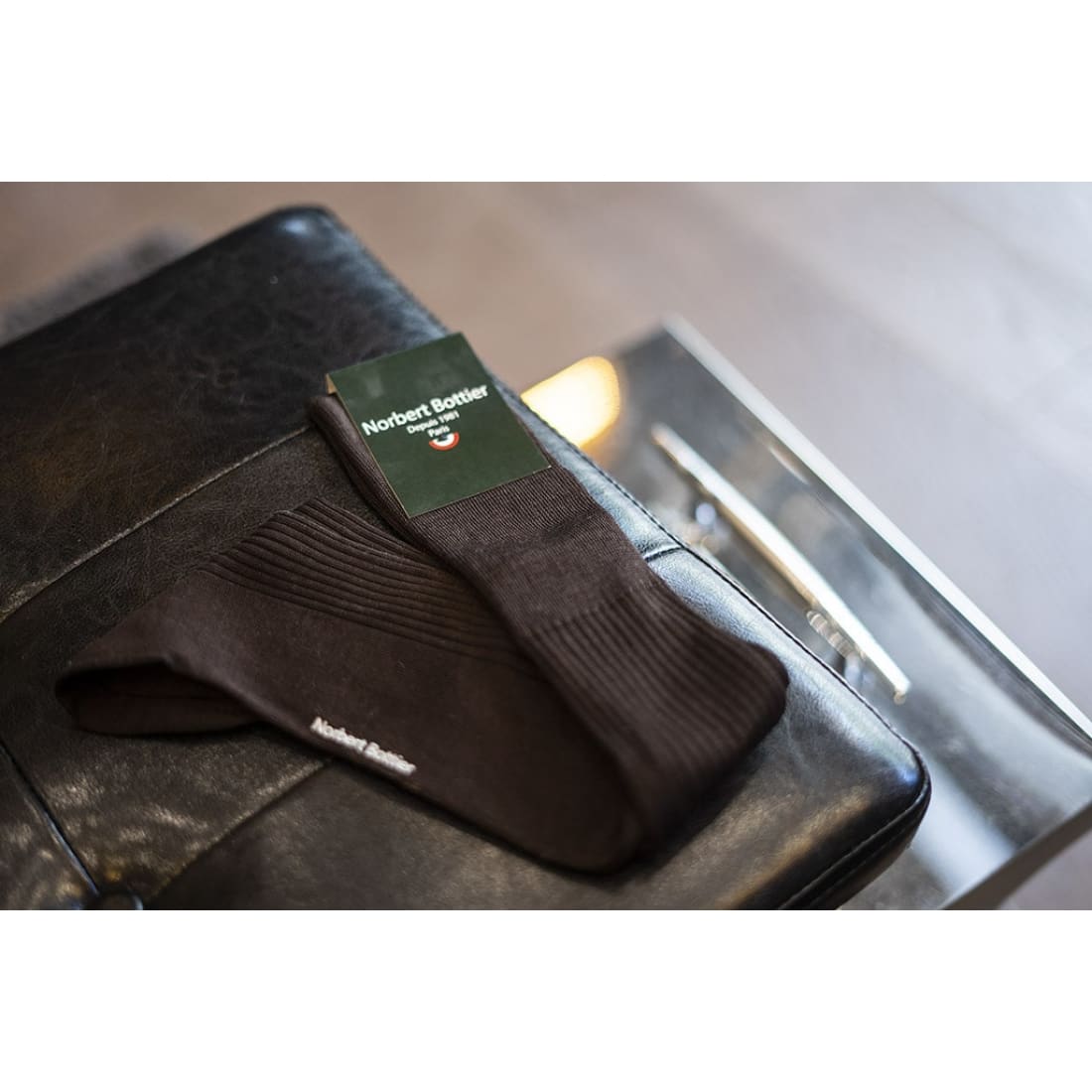 Chaussettes Hautes en fil d’Écosse Marron - Accessoires