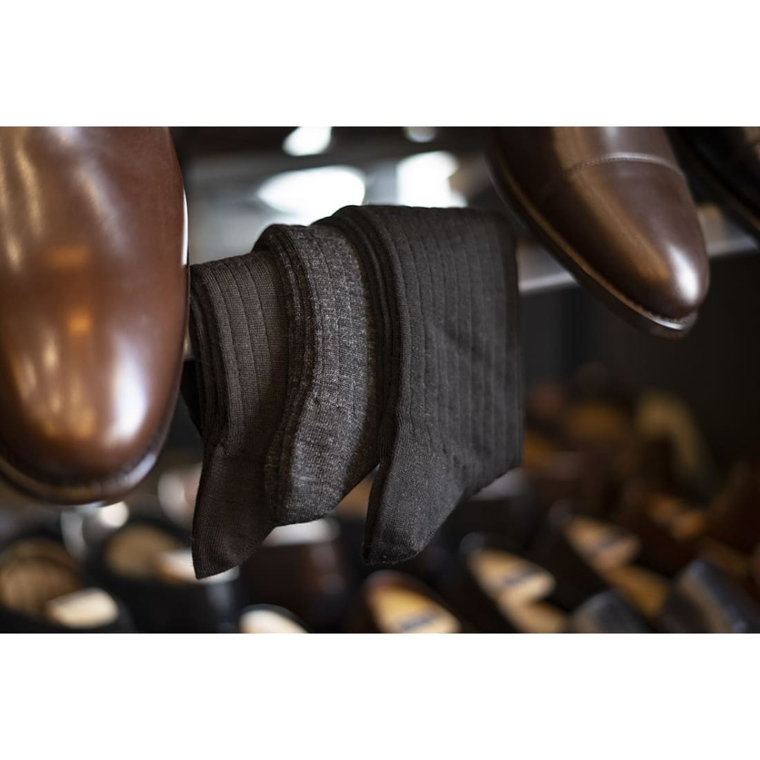 Chaussettes en laine Gris Anthracite Chiné - Norbert Bottier