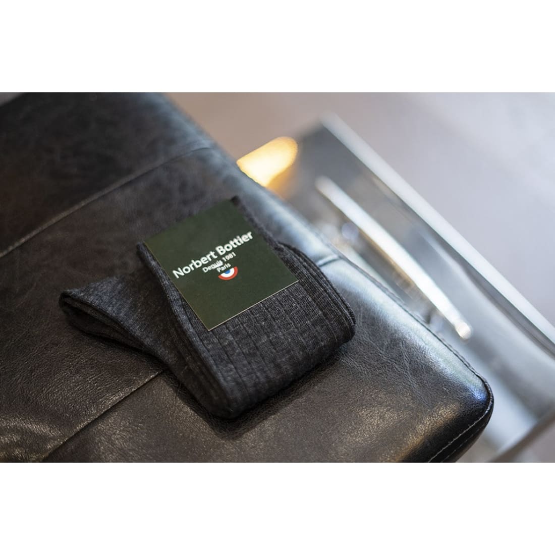 Chaussettes en laine Gris Anthracite Chiné - Norbert Bottier