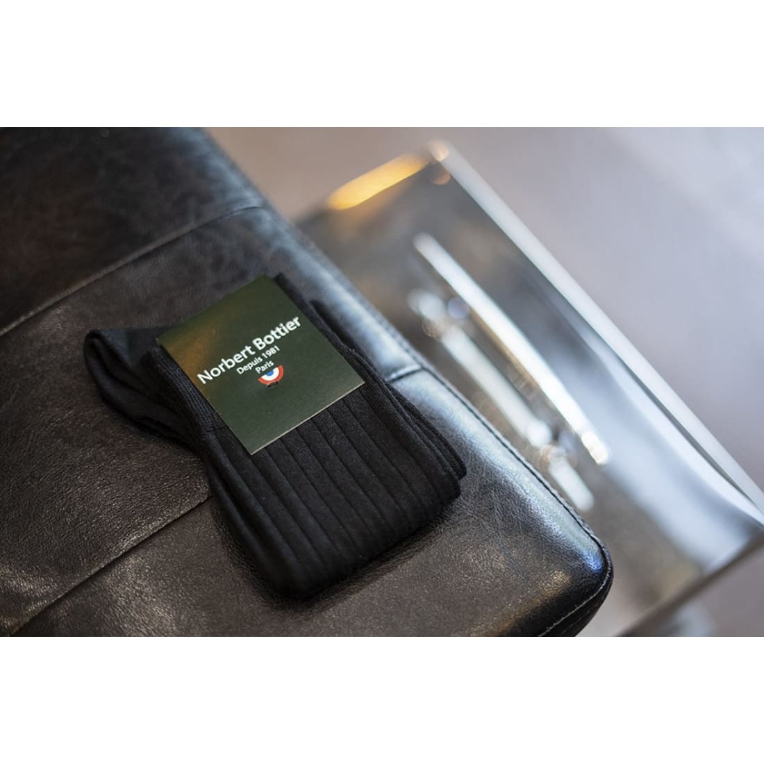 Chaussettes en laine noir - Norbert Bottier