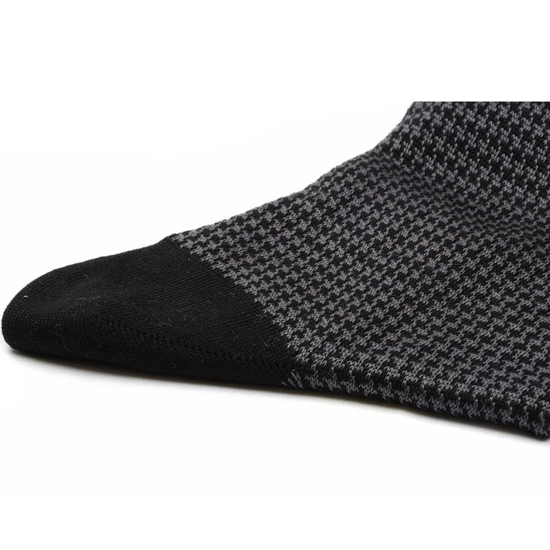 Chaussettes Pied de Poule en fil d'Écosse Gris / Noir - Norbert Bottier