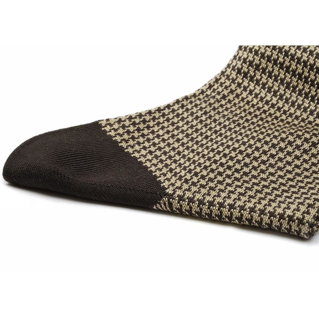 Chaussettes Pied-de-Poule fil d'Écosse Marron/Beige – vue 2