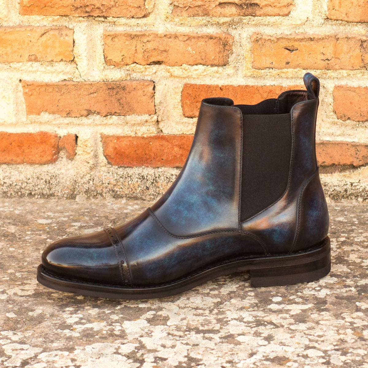 Chelsea Boots Cut en cuir patiné bleu marine - Semelles Dainite® – vue 4