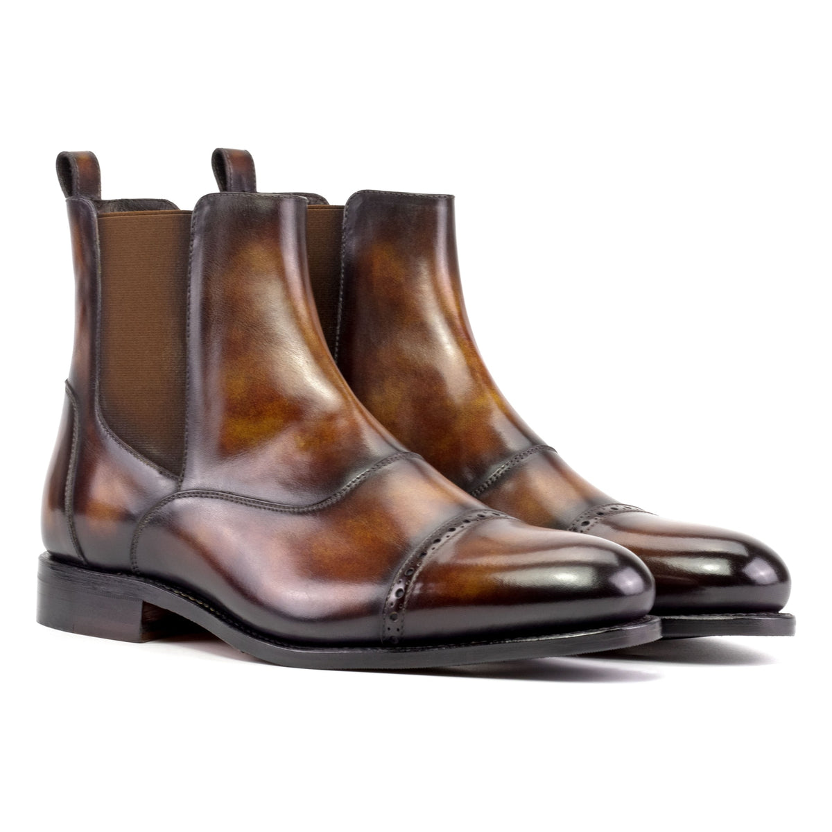 Chelsea Boots Cut en cuir patiné marron – vue 1