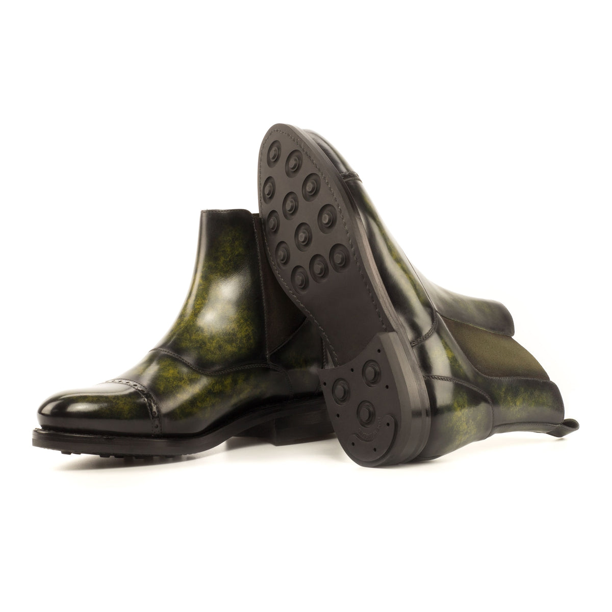 Chelsea Boots Cut en cuir patiné vert forêt - Semelles Dainite® – vue 2