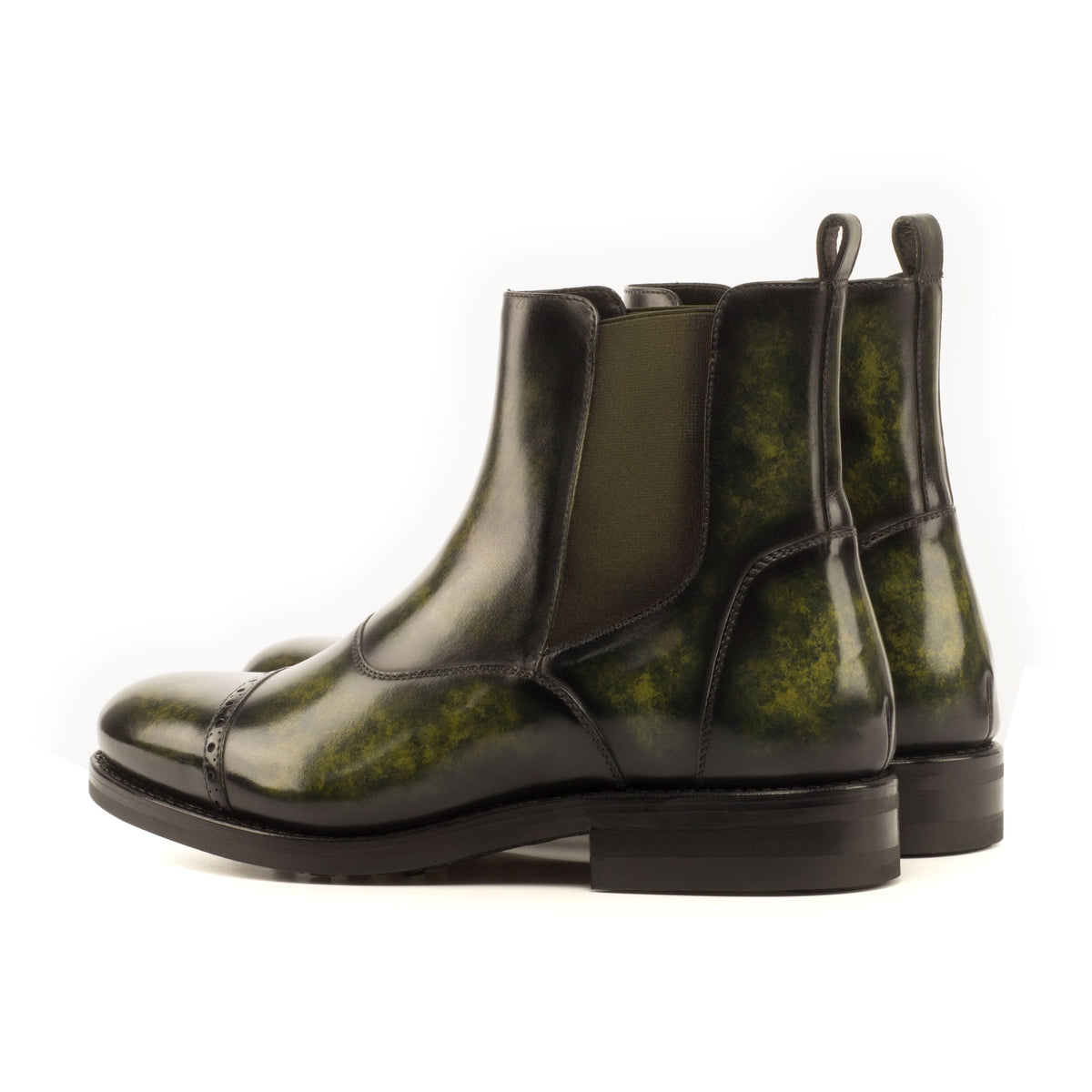 Chelsea Boots Cut en cuir patiné vert forêt - Semelles Dainite® – vue 3