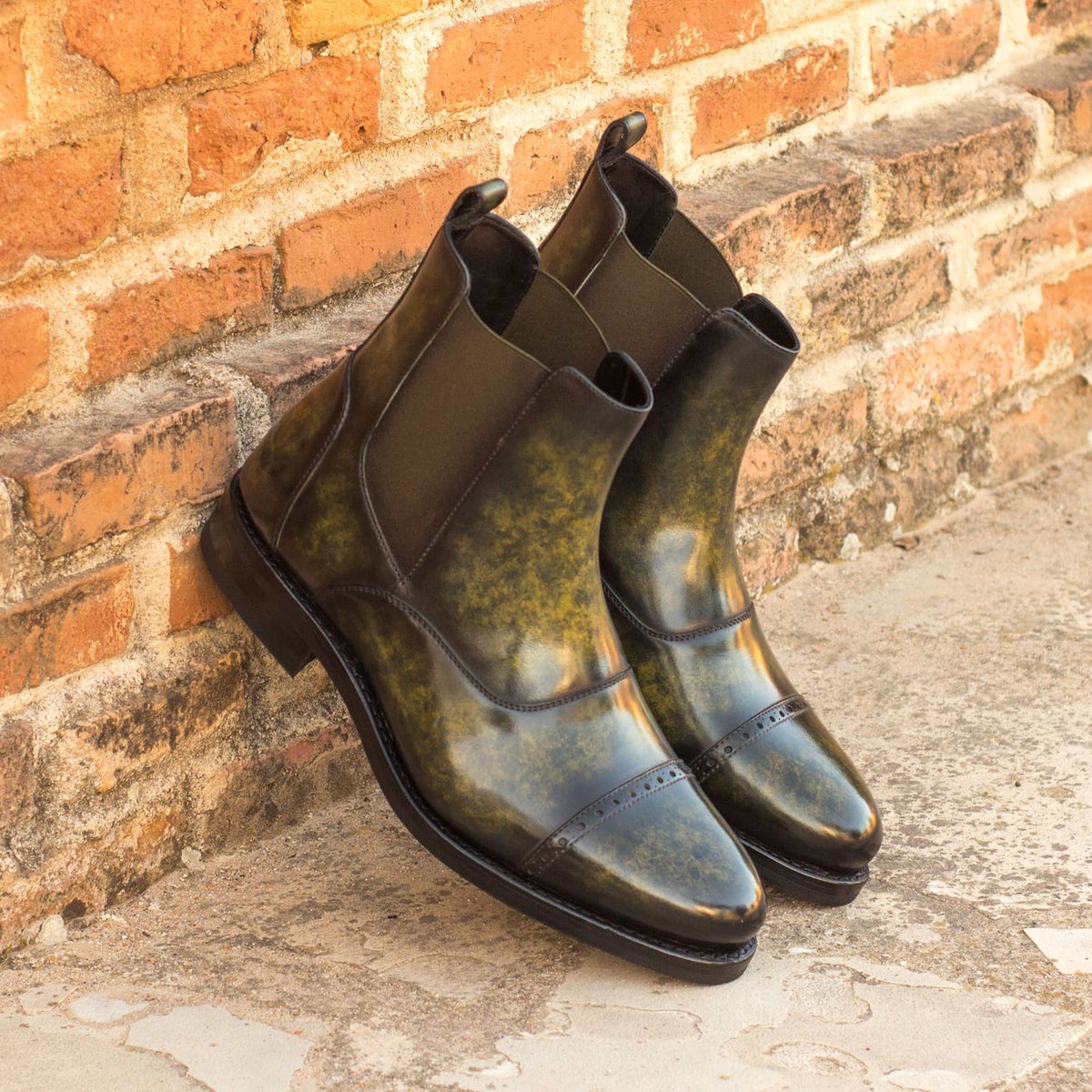 Chelsea Boots Cut en cuir patiné vert forêt - Semelles Dainite® – vue 4