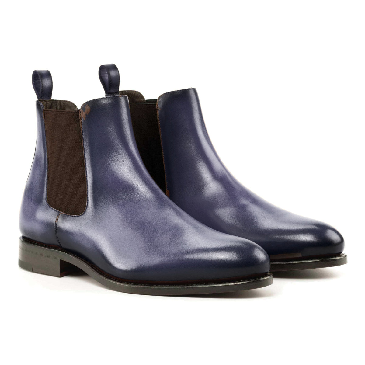 Chelsea Boots en cuir teinté main bleu pétrole – vue 1