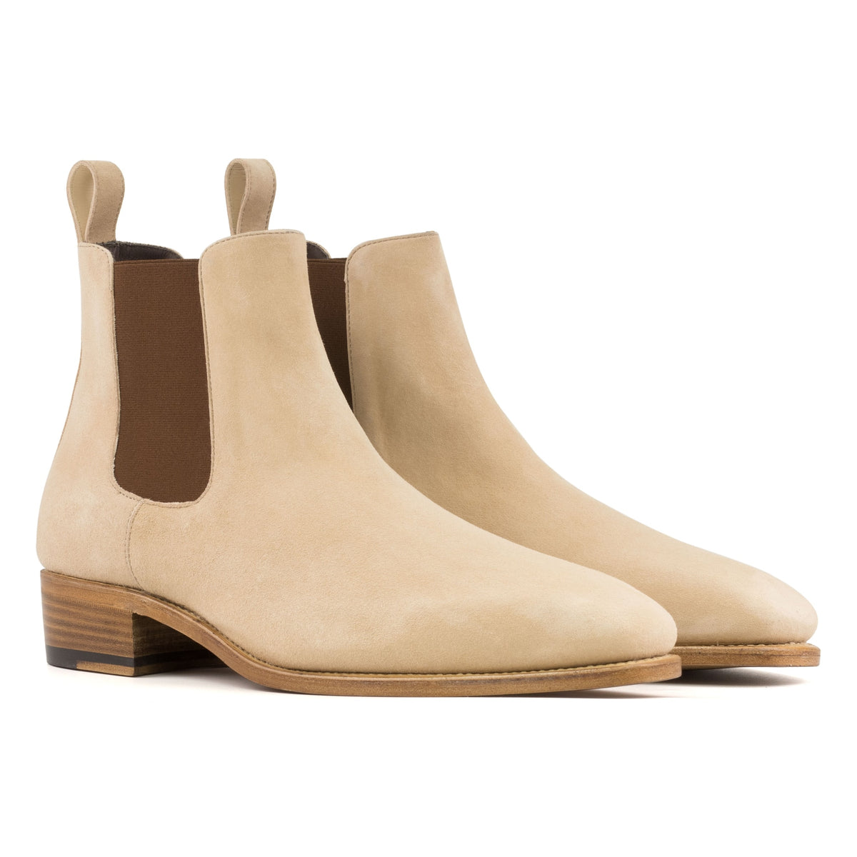 Chelsea Boots en daim beige – vue 1
