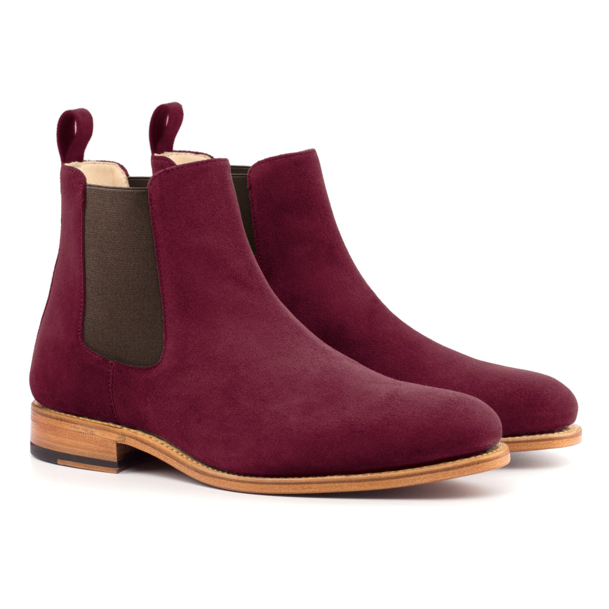 Chelsea Boots en daim de chevreau bordeaux – vue 1