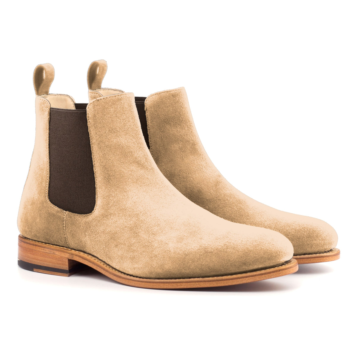 Chelsea Boots en daim de chevreau camel – vue 1