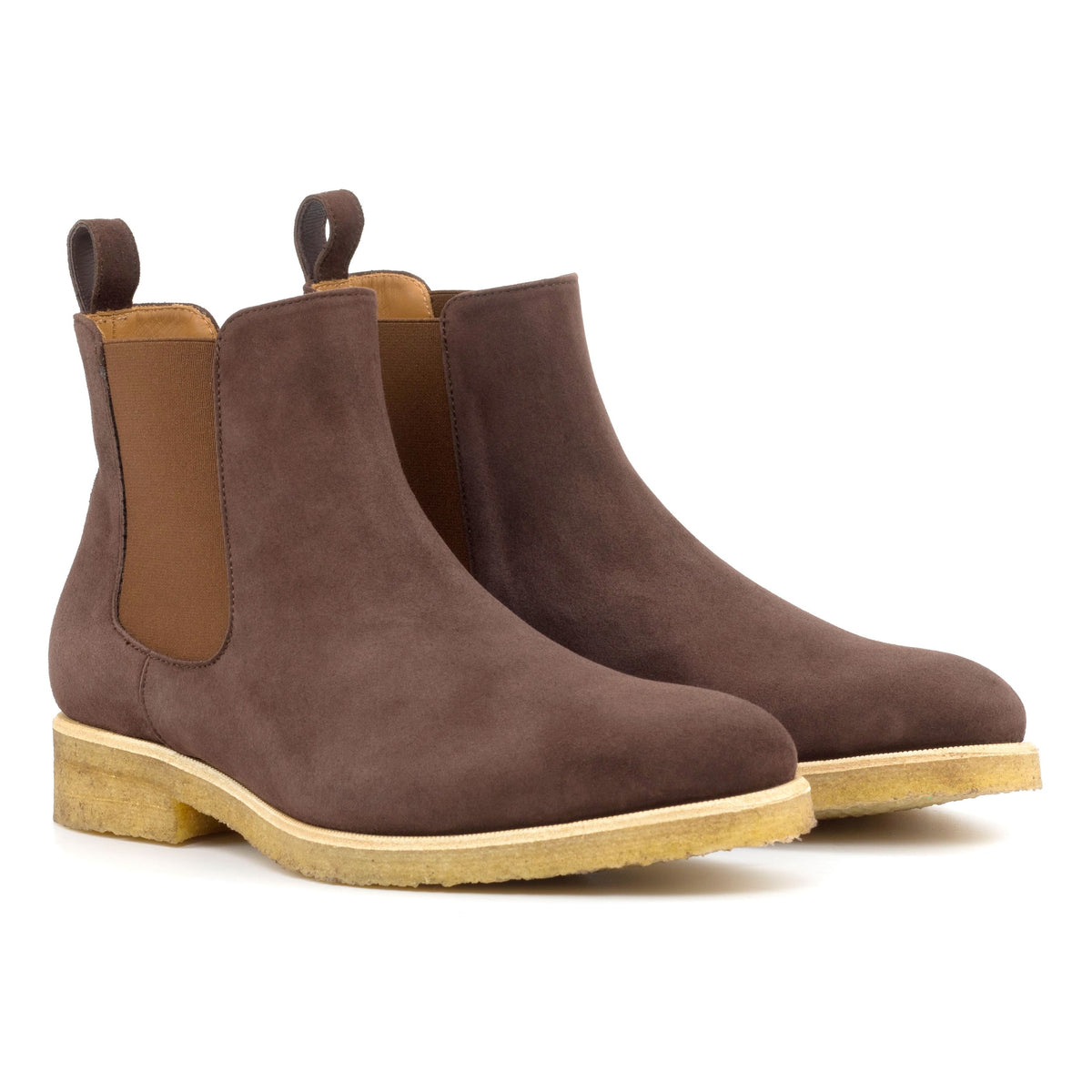 Chelsea Boots en daim marron - Semelles Crêpe – vue 1