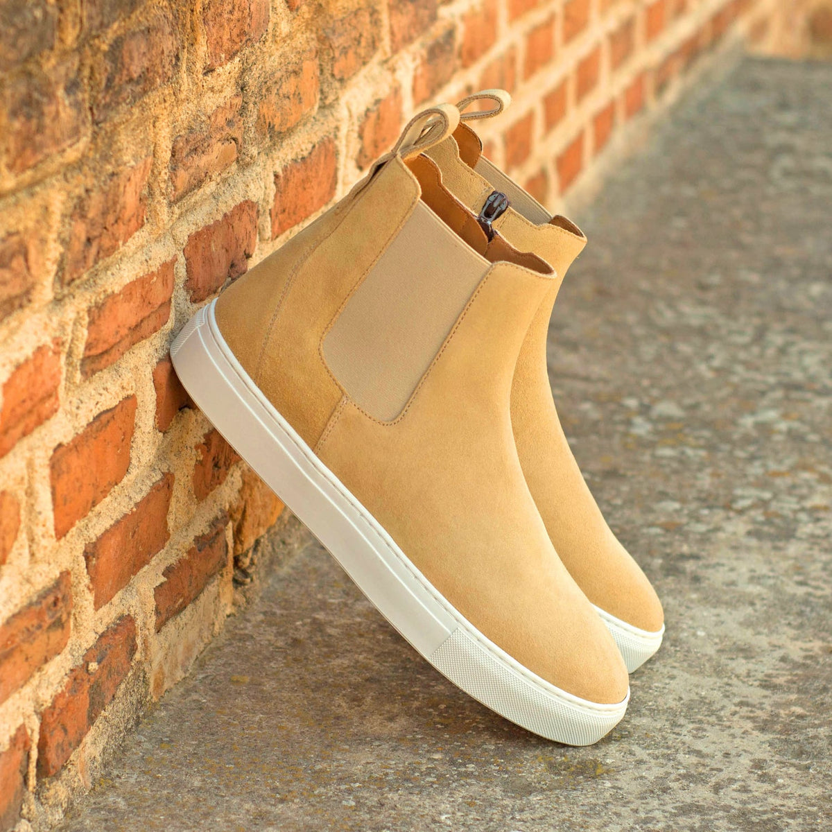Chelsea Boots Sneakers en daim beige – vue 4