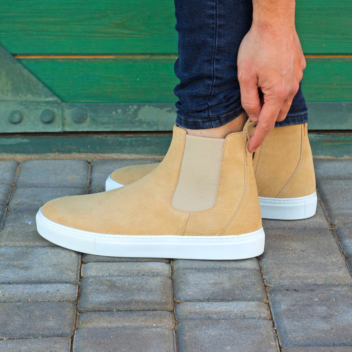 Chelsea Boots Sneakers en daim beige – vue 5