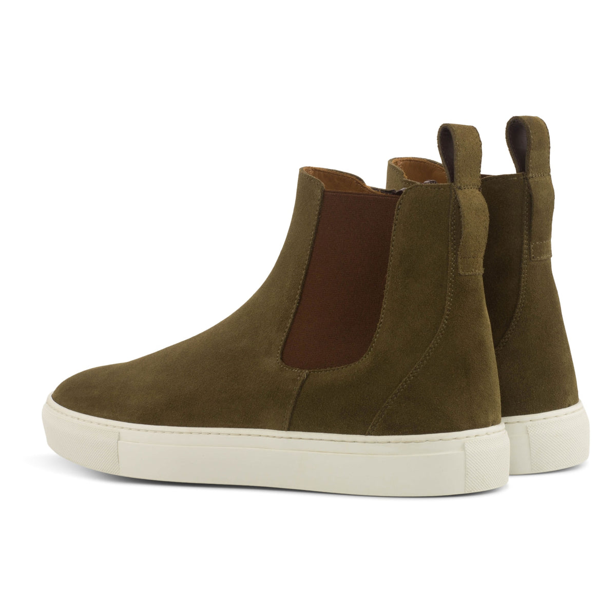Chelsea Boots Sneakers en daim kaki – vue 3